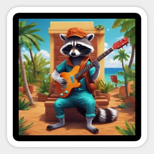 musician raccoon Sticker